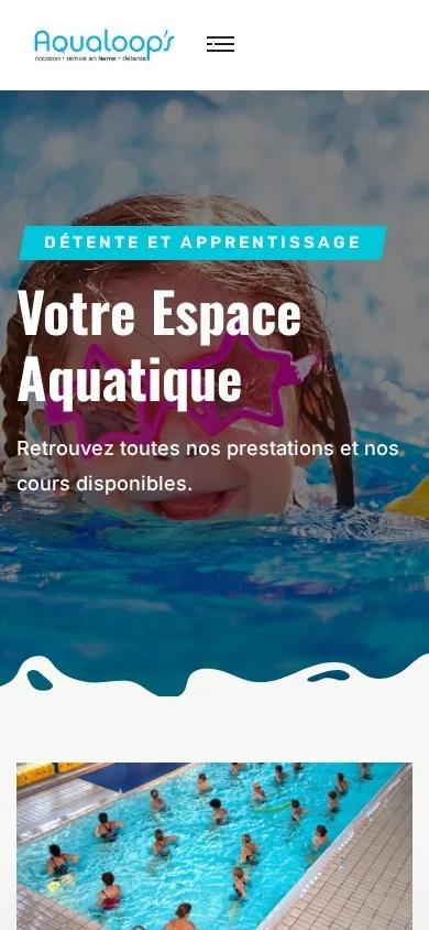 Version smartphone du site Aqualoops - Votre espace aquatique et bien être
