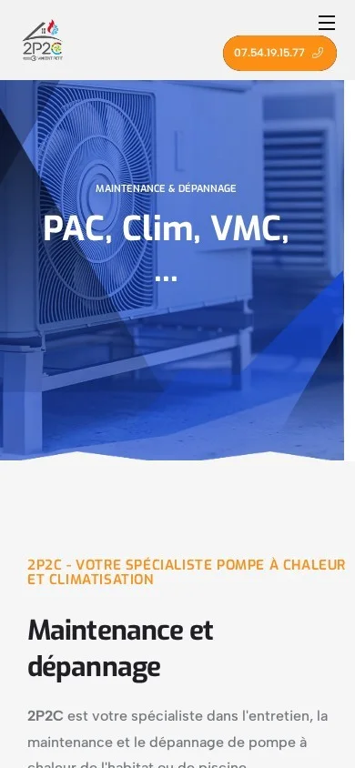 Version smartphone du site Petit Pac et Clim