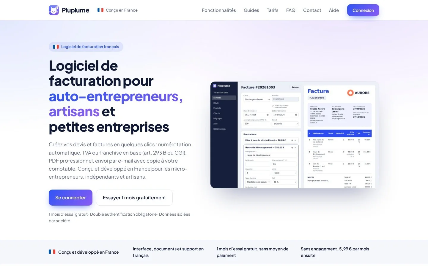 Page d’accueil du site pluplume.fr