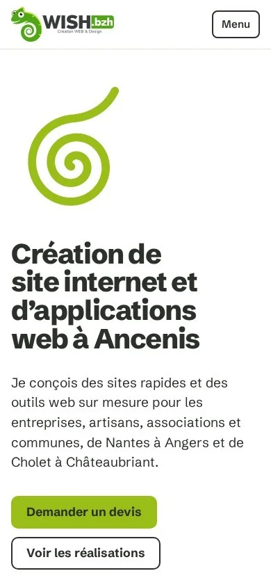 Version smartphone du site WISH.bzh